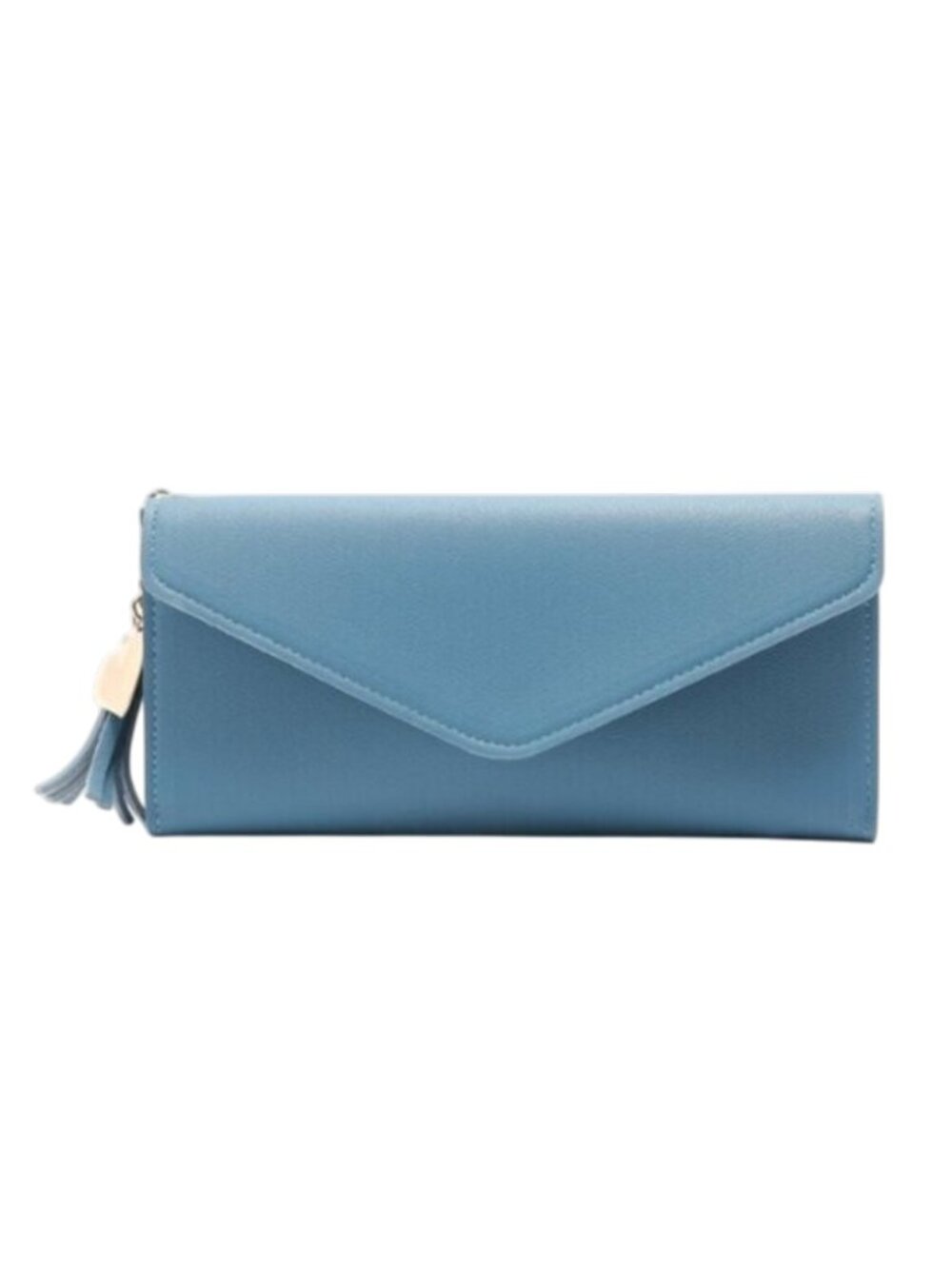 2/$30 NEW Blue PU Leather Wallet Clutch Tassel Heart Charm Card Holder
